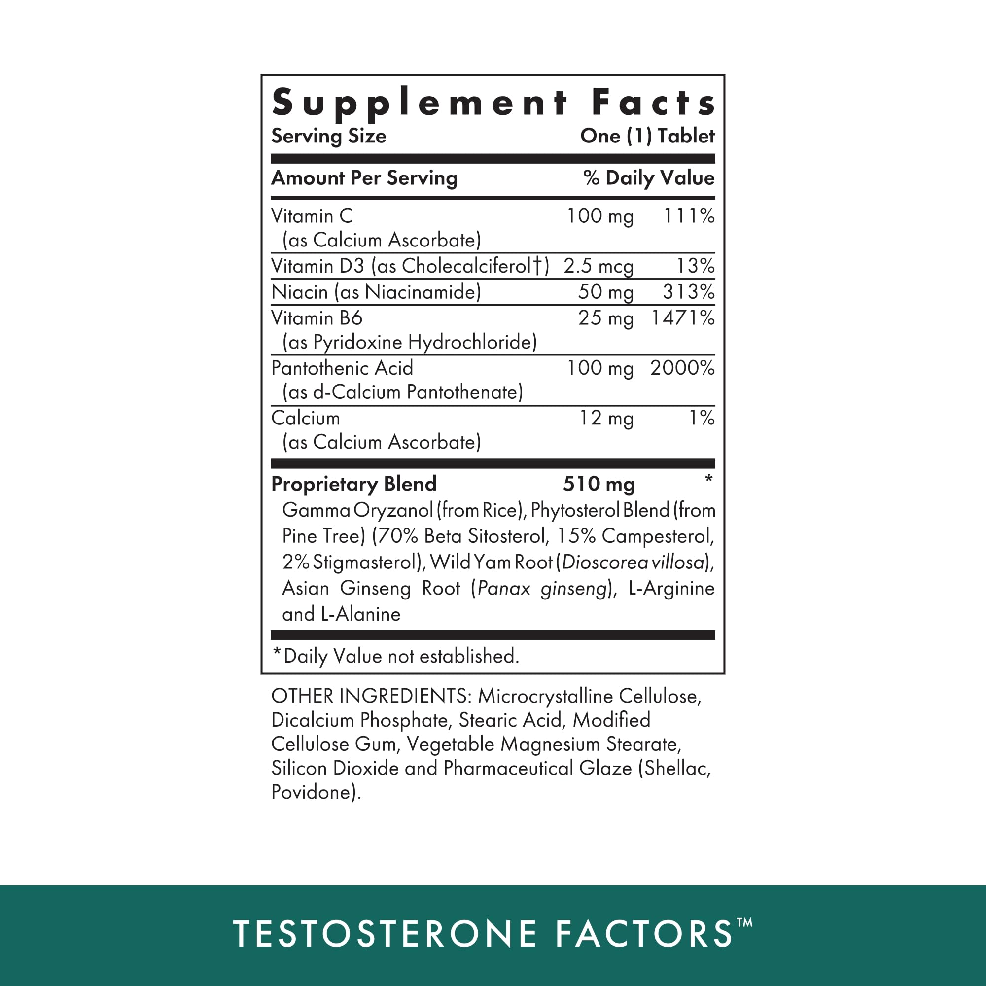 Etiqueta de Michael's Testosterone Factors para identificar nutrientes clave