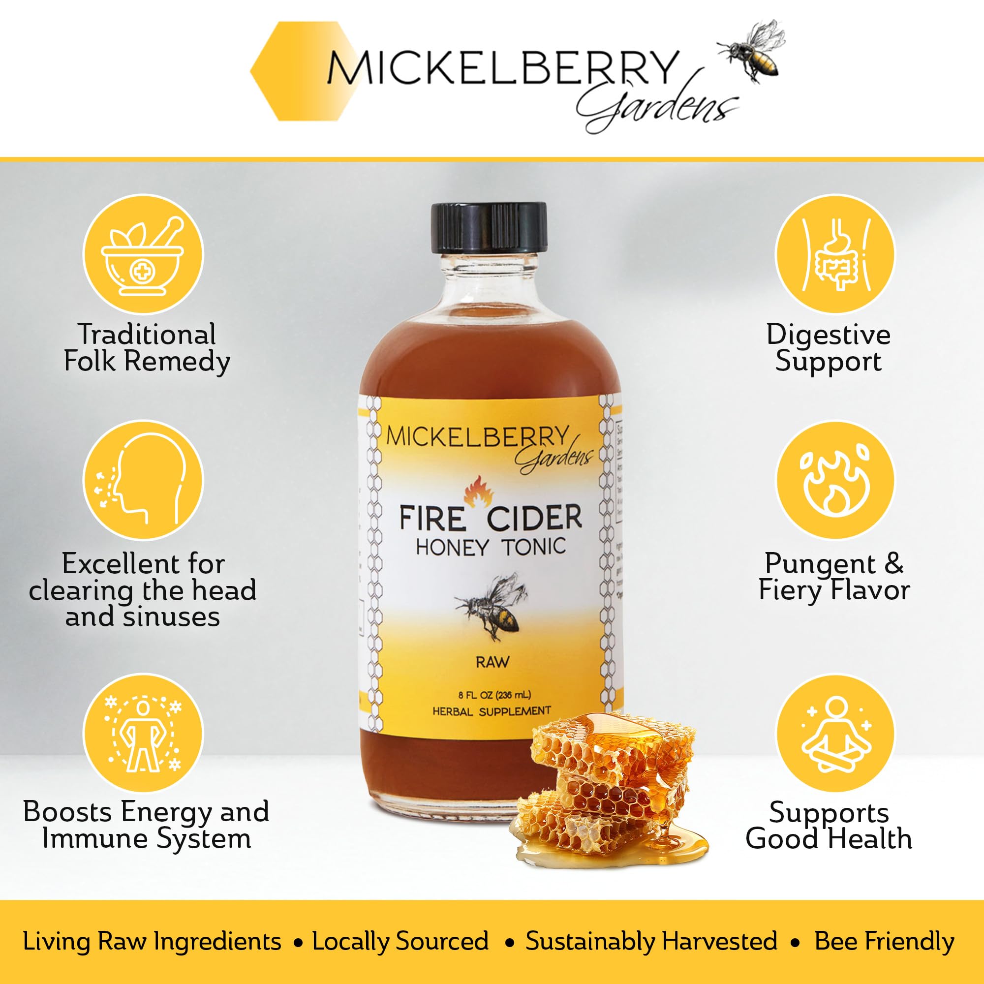 Mickelberry Gardens Fire Cider, jengibre y curcuma: aroma cálido para bienestar diario