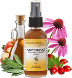 Spray para garganta de Mickelberry Gardens en botella para alivio suave.