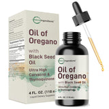 Micro Ingredients aceite de oregano con semilla negra, botella con cuentagotas para uso diario.