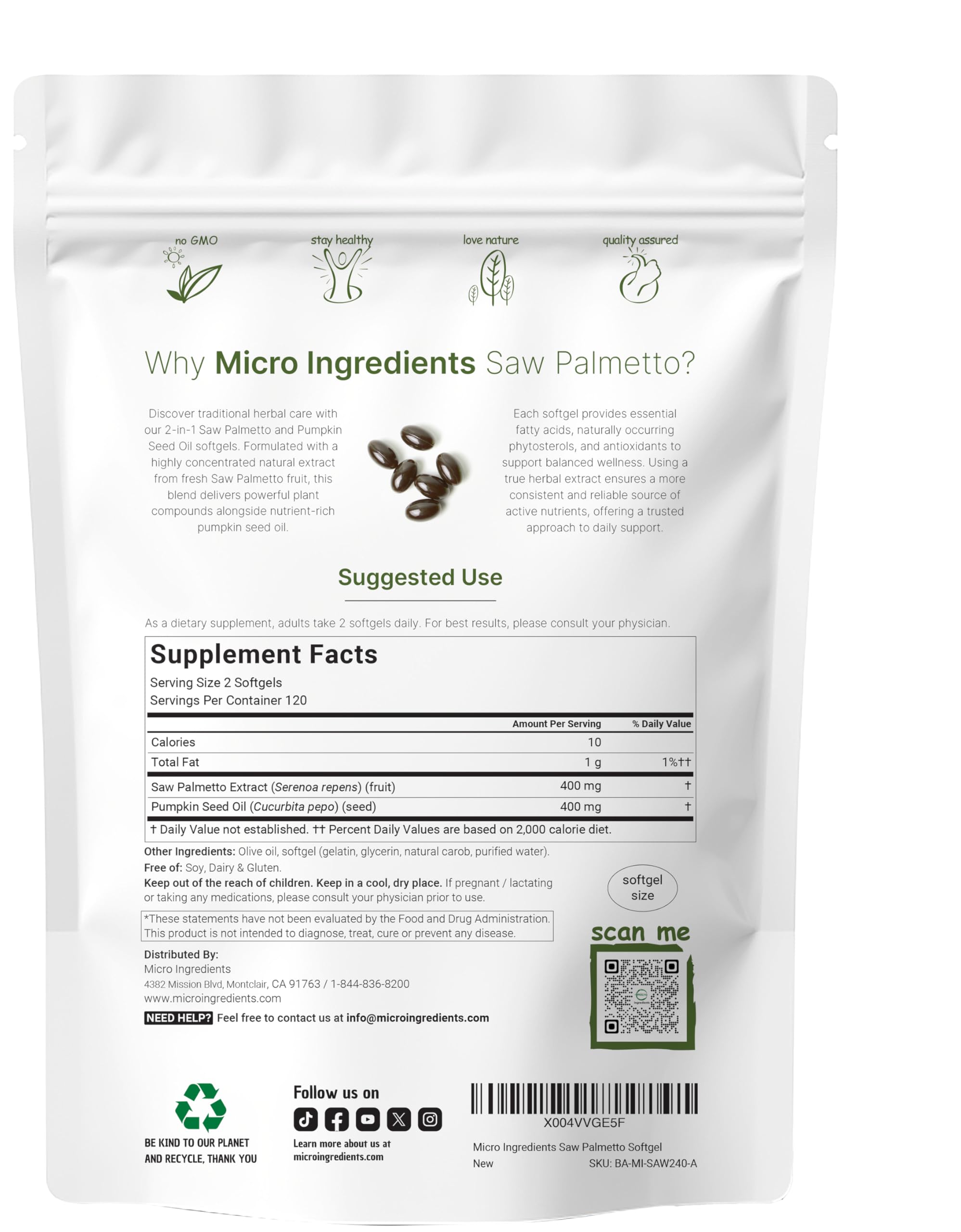 Micro Ingredients aceite de semilla de calabaza, cápsulas blandas para nutrición diaria.