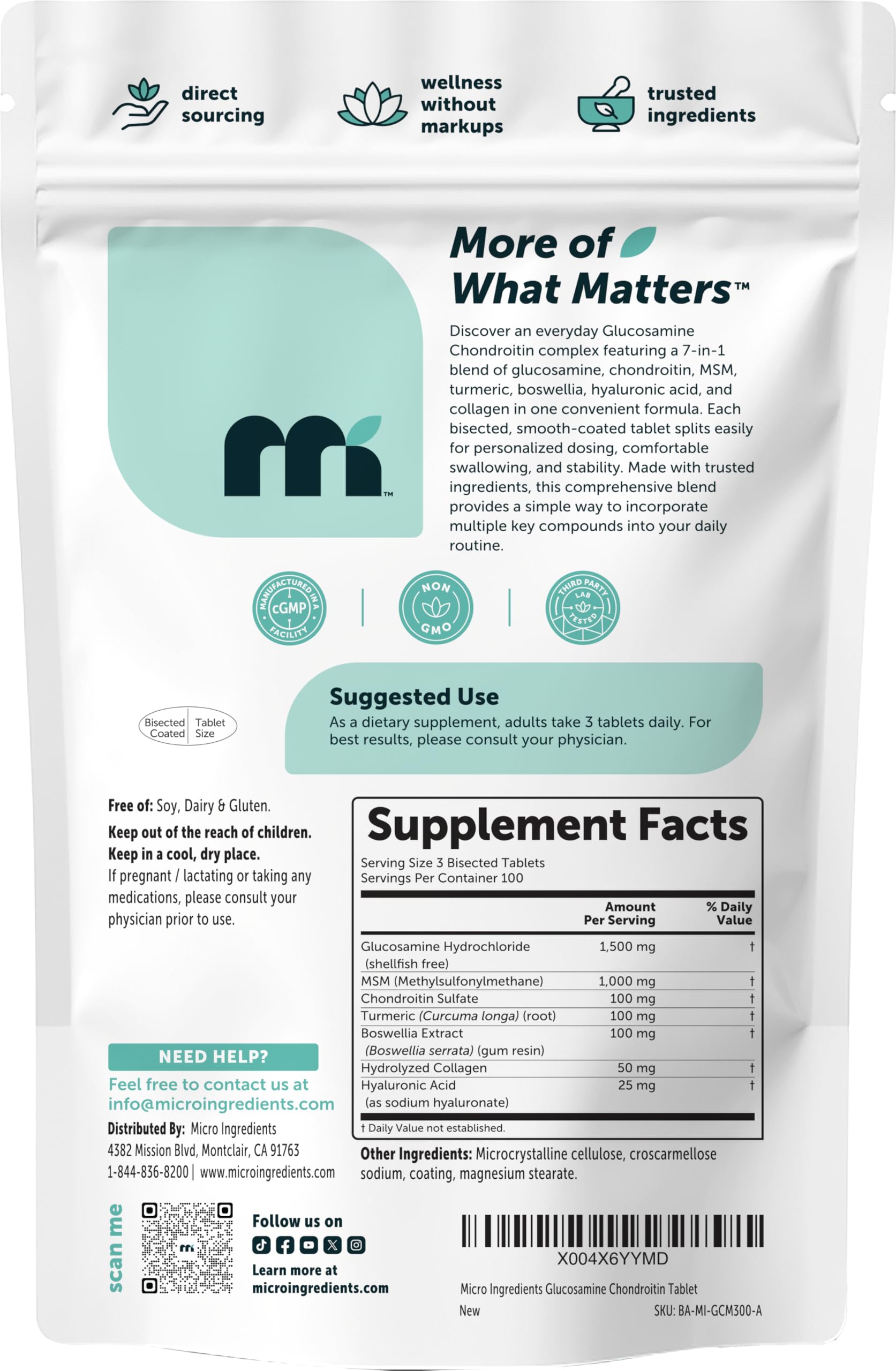 Micro Ingredients ácido hialuronico y colageno para confort articular.