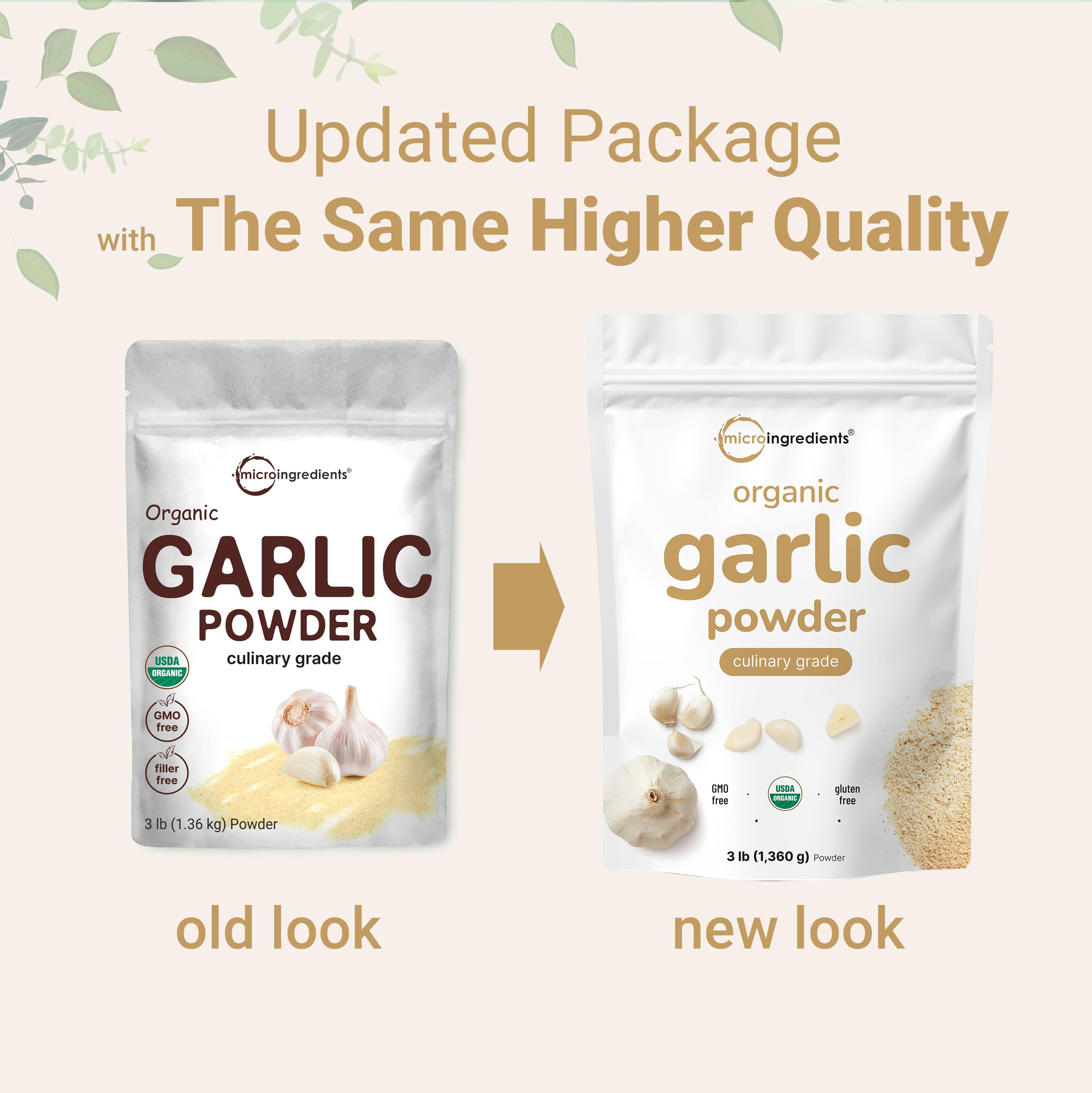 Micro Ingredients Ajo orgánico en polvo para realzar verduras y salsas.
