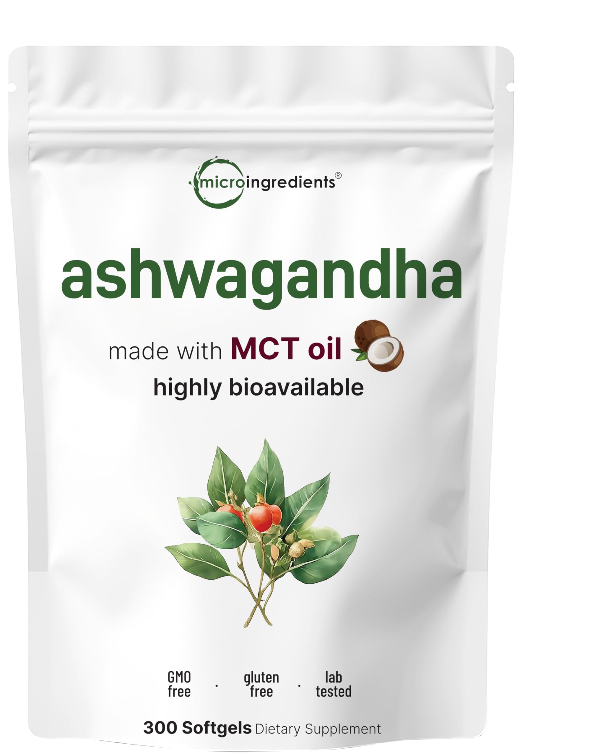 Micro Ingredients Ashwagandha: cápsulas con MCT para absorción óptima.