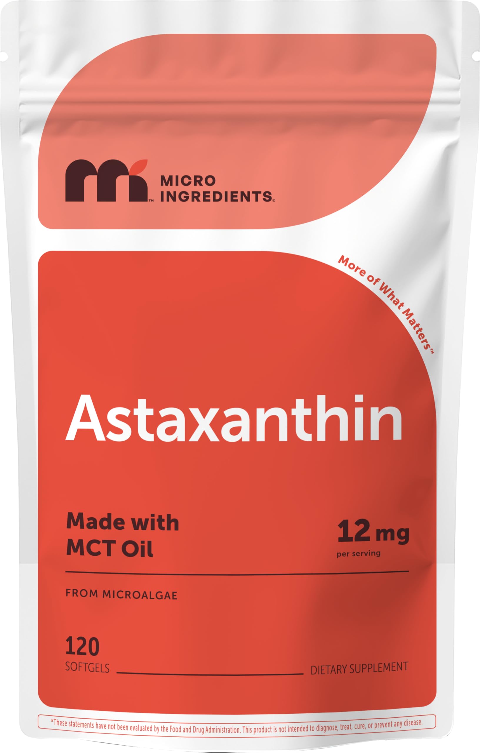 Astaxantina 12 mg en softgels de Micro Ingredients para uso diario.