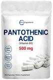 Micro Ingredients Vitamina B5 cápsulas de 500 mg para energía diaria.
