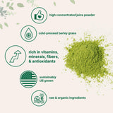 Micro Ingredients Barley Grass Juice Powder, proceso frío prensado, conserva vitaminas, minerales y antioxidantes.