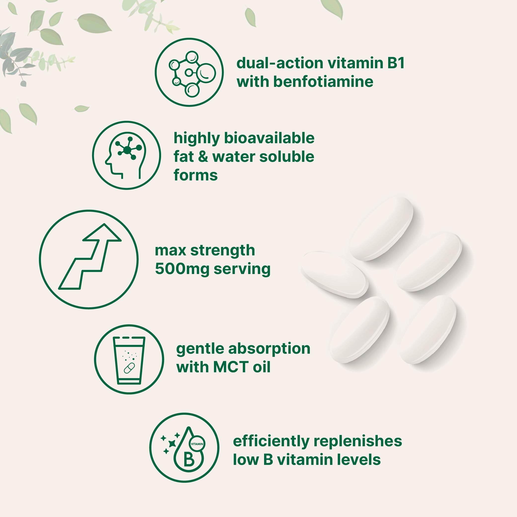 Micro Ingredients Benfotiamina, cápsulas liposolubles para uso diario.