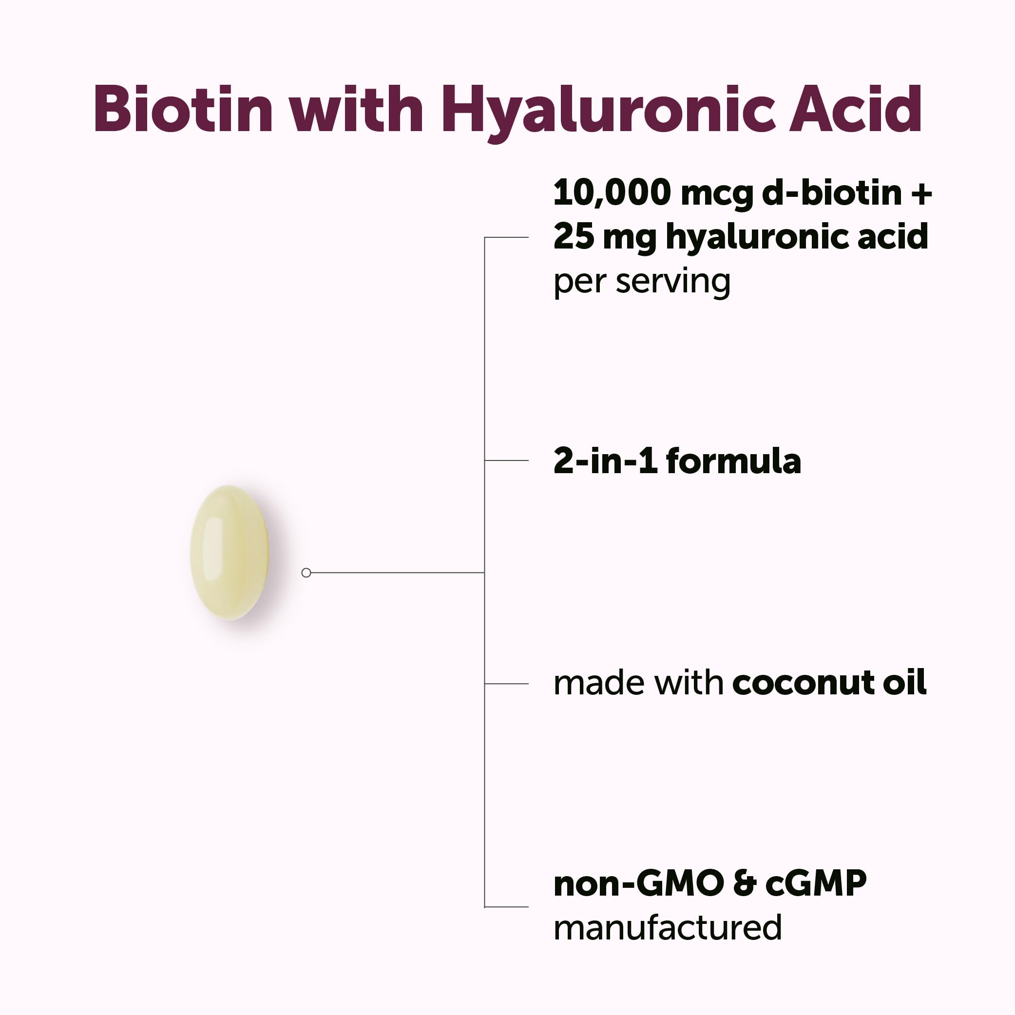 Micro Ingredients Biotina Hialuronico etiqueta frontal del envase para identificar el producto.