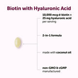 Micro Ingredients Biotina Hialuronico etiqueta frontal del envase para identificar el producto.