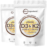 Micro Ingredients: bote de 600 cápsulas suaves con D3 y K2 en aceite de coco