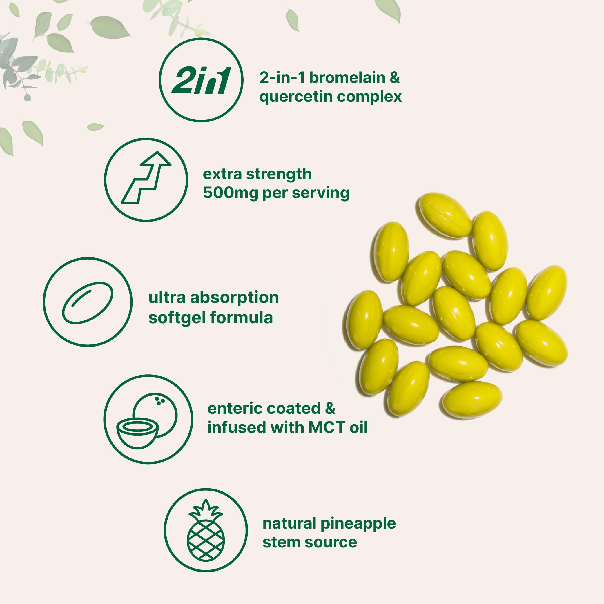 Cápsulas entericas Micro Ingredients Bromelina para entrega intestinal.