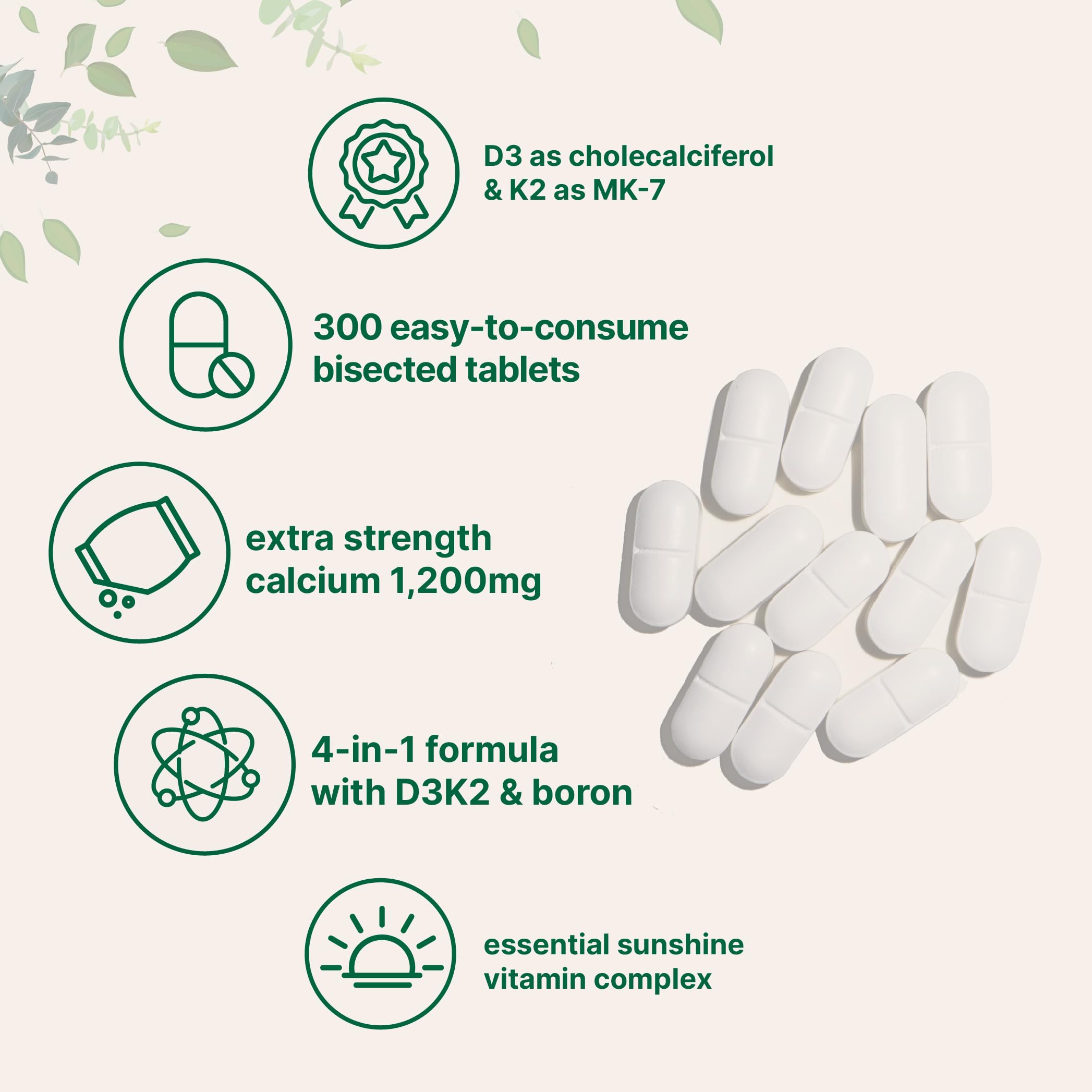Etiqueta de Micro Ingredients calcio 1200 mg con D3 y K2 libre de soja y gluten.