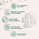 Etiqueta de Micro Ingredients calcio 1200 mg con D3 y K2 libre de soja y gluten.