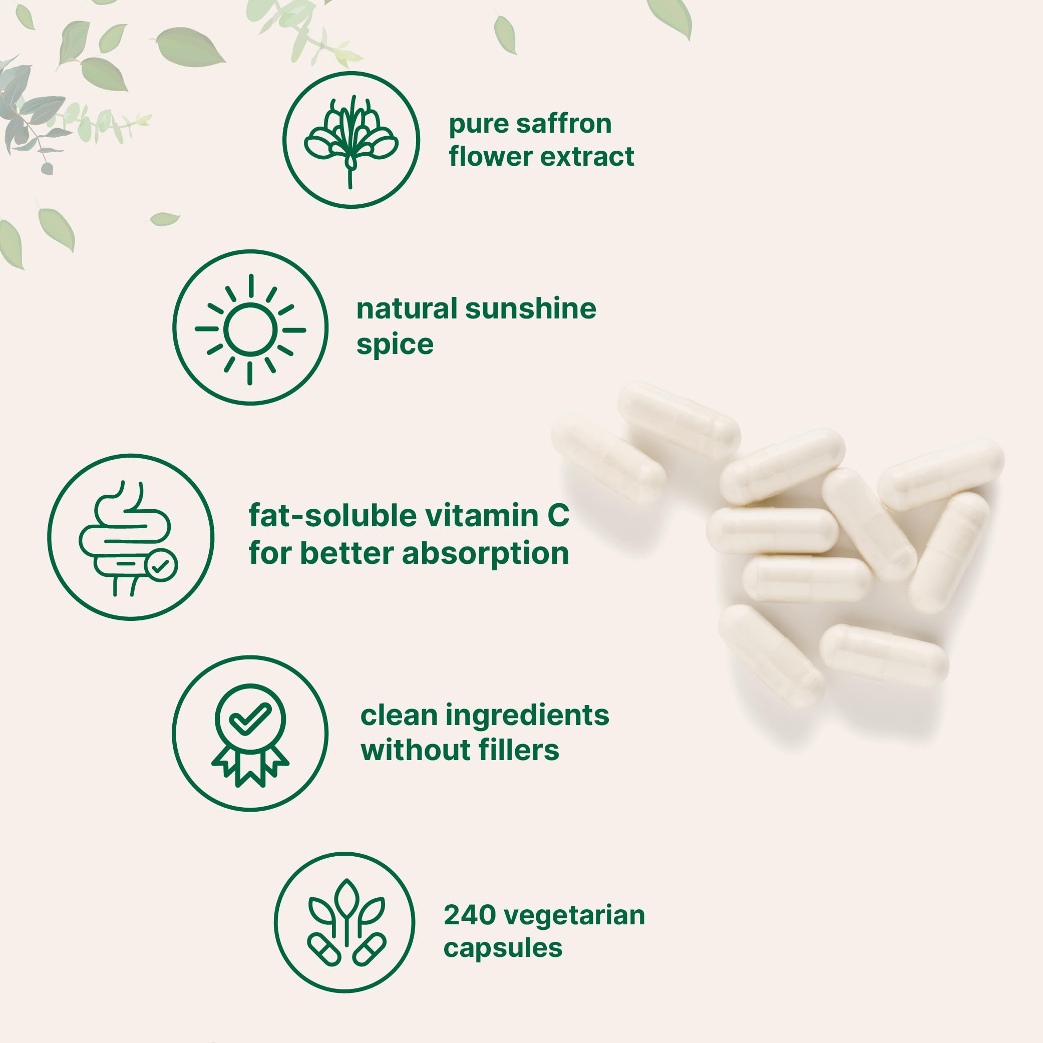 Cápsulas de azafrán y vitamina C de Micro Ingredients