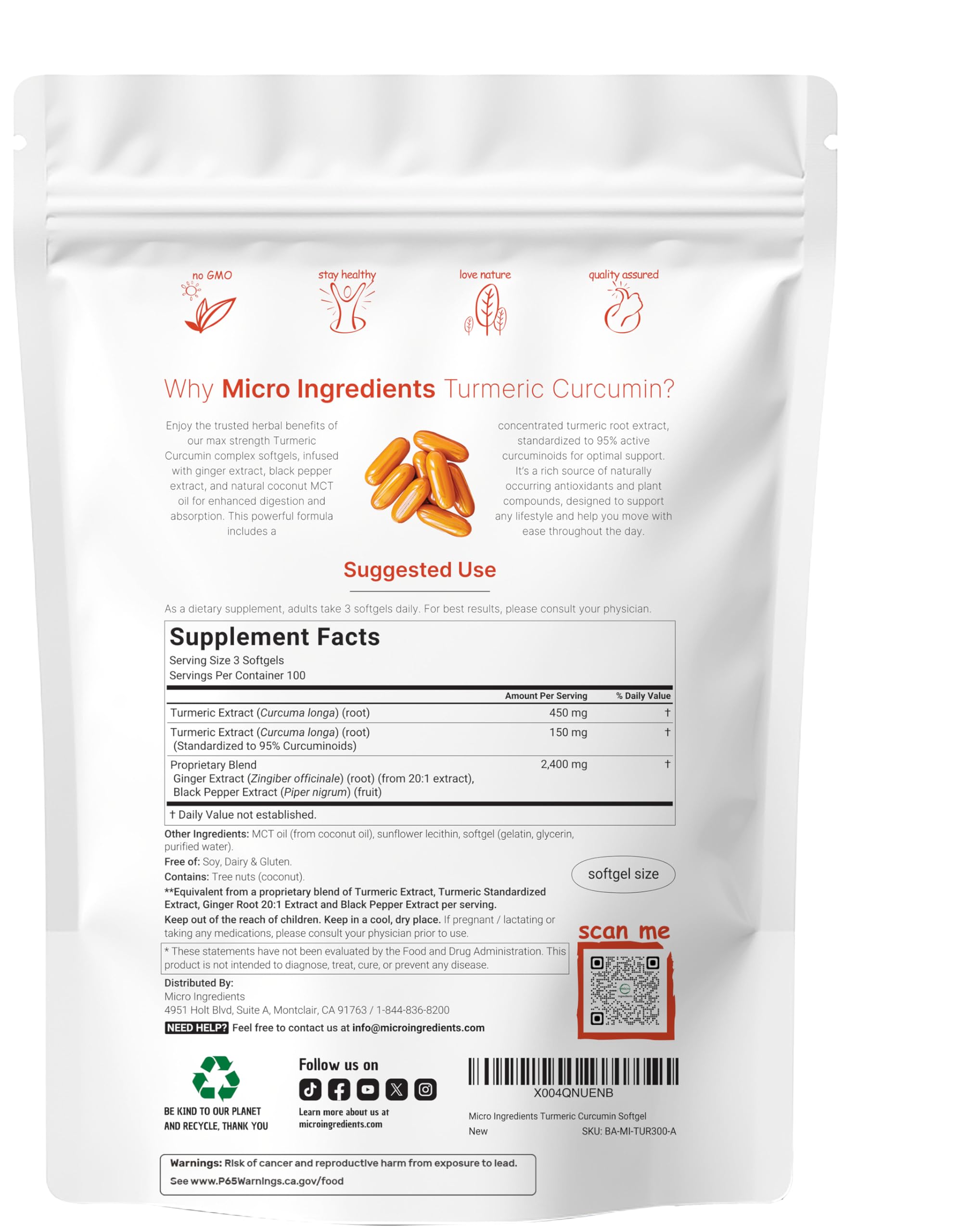 Micro Ingredients cápsulas con aceite MCT de coco para absorción eficiente.