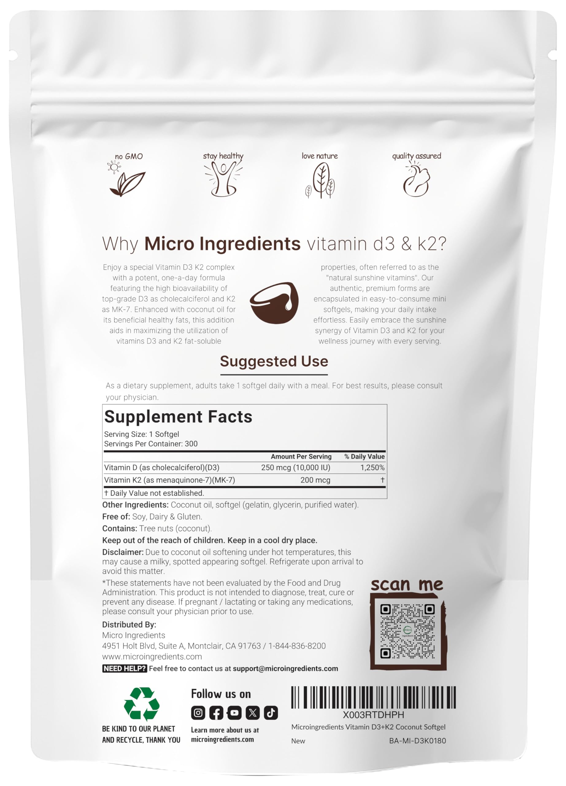 Micro Ingredients: cápsulas blandas D3 10,000 UI y K2 MK-7 en aceite