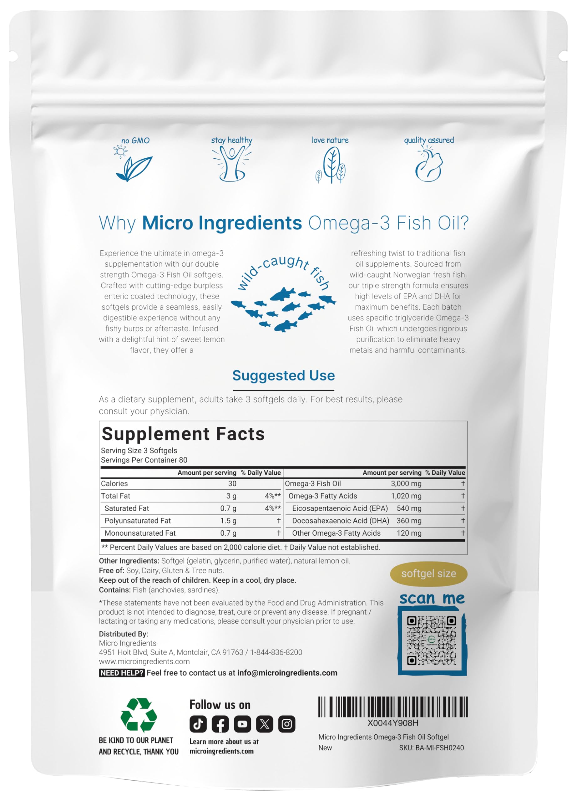 Cápsulas recubiertas entéricamente de Micro Ingredients reducen el regusto.