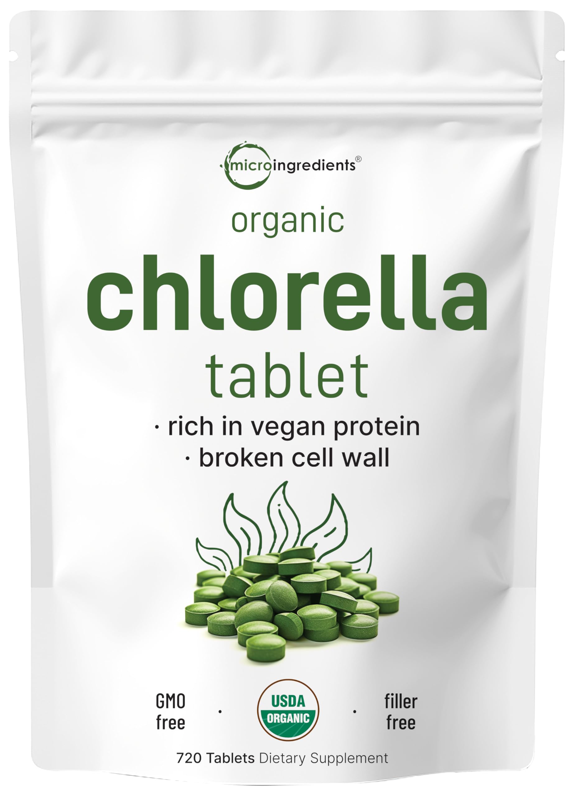 Tabletas Micro Ingredients chlorella envase: almacenamiento práctico para uso diario