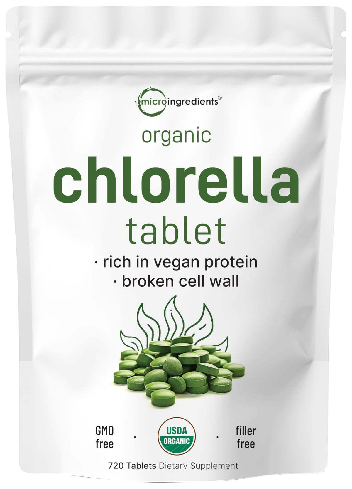 Tabletas Micro Ingredients chlorella envase: almacenamiento práctico para uso diario