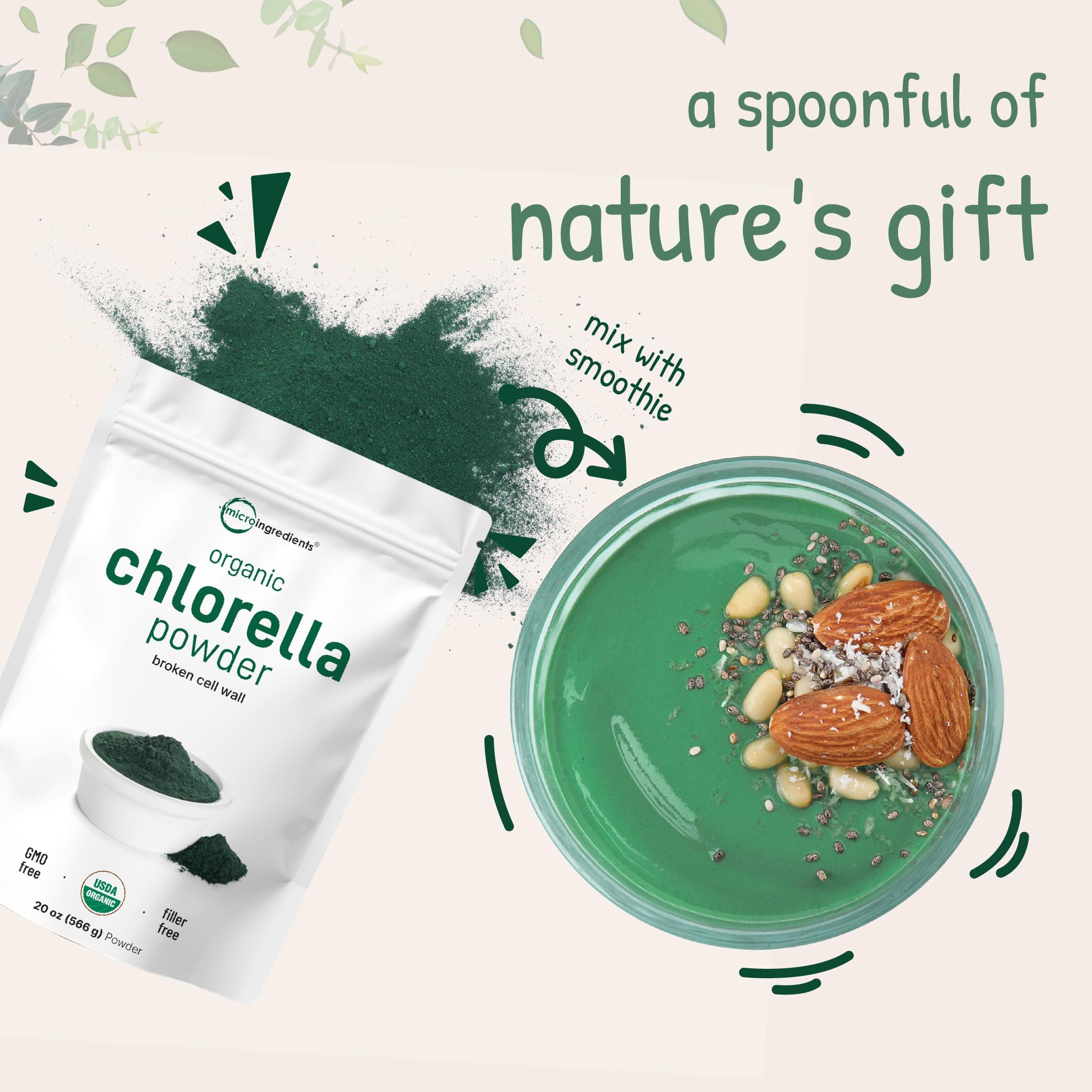 Micro Ingredients chlorella uso diario para nutrición vegana