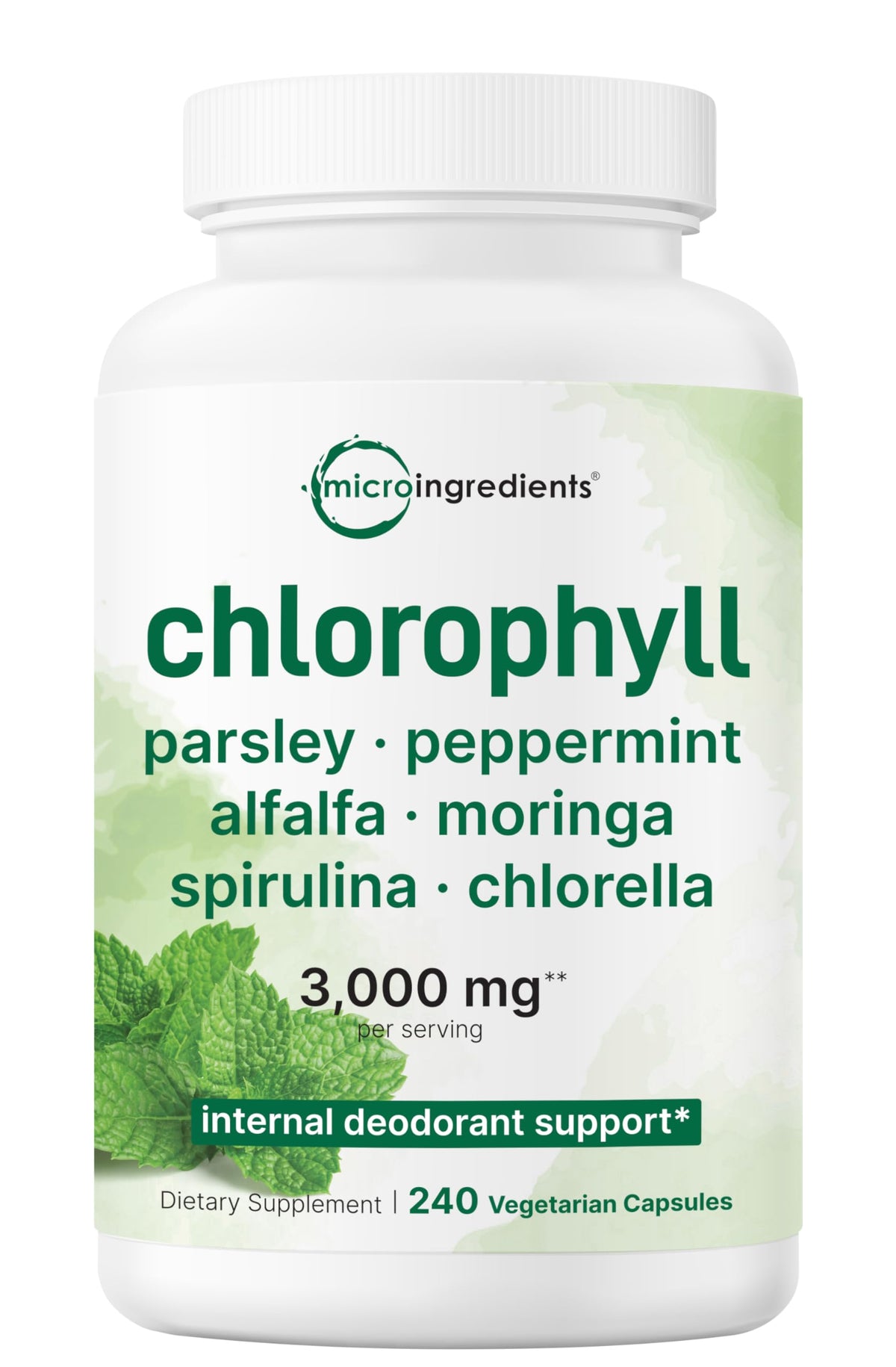 Micro Ingredients: botella de clorofila con superverdes y 240 cápsulas para uso diario