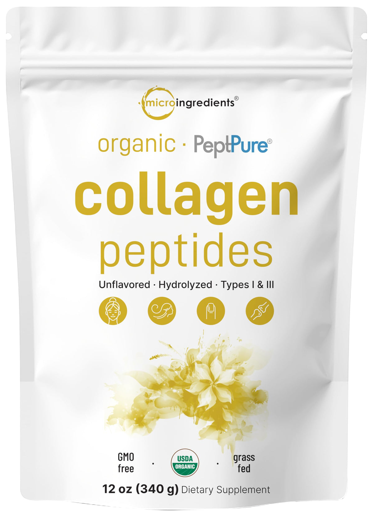 Colágeno Micro Ingredients en botella para uso diario en bebidas