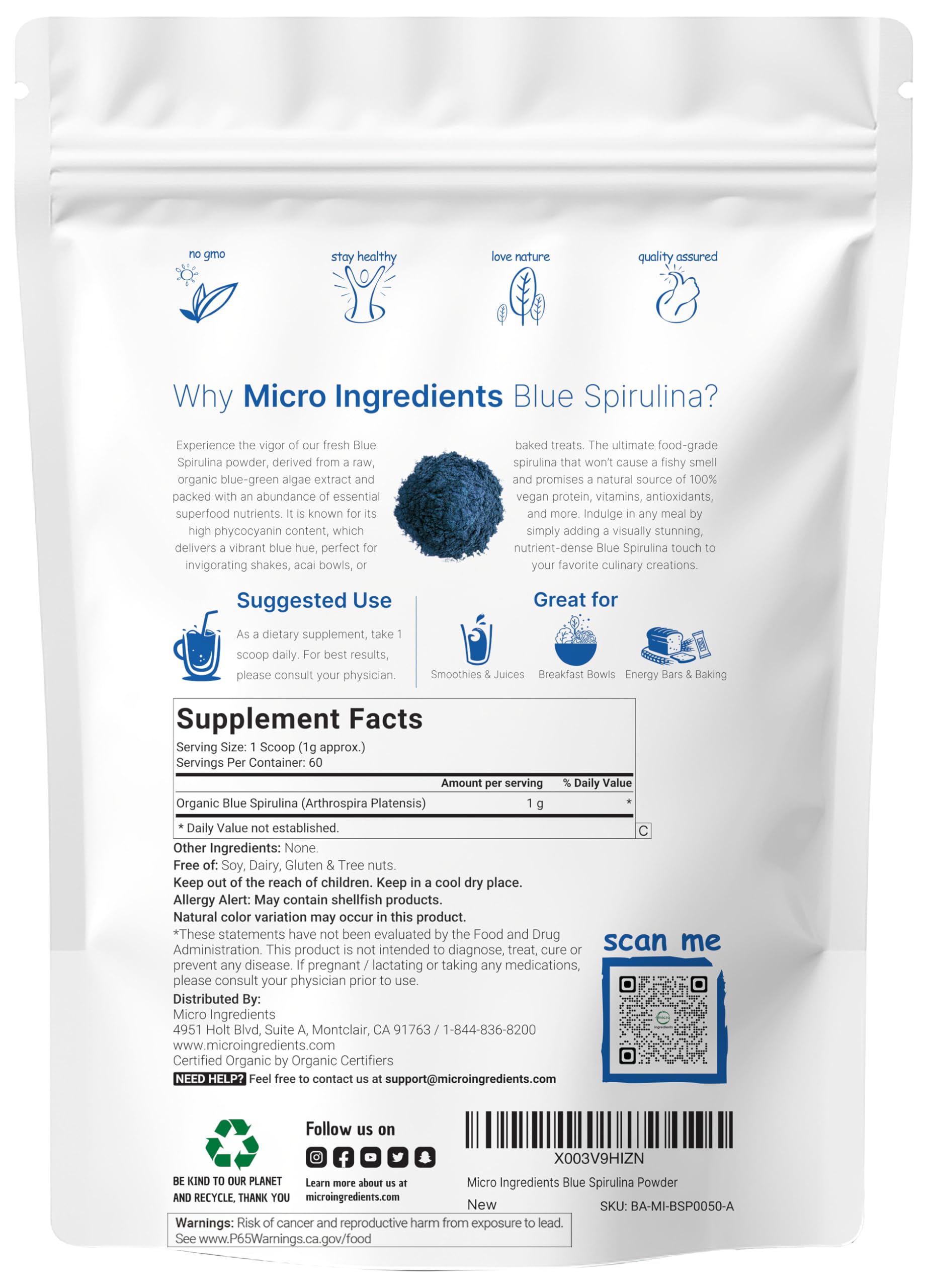 Micro Ingredients colorante azul natural para hornear y cocinar