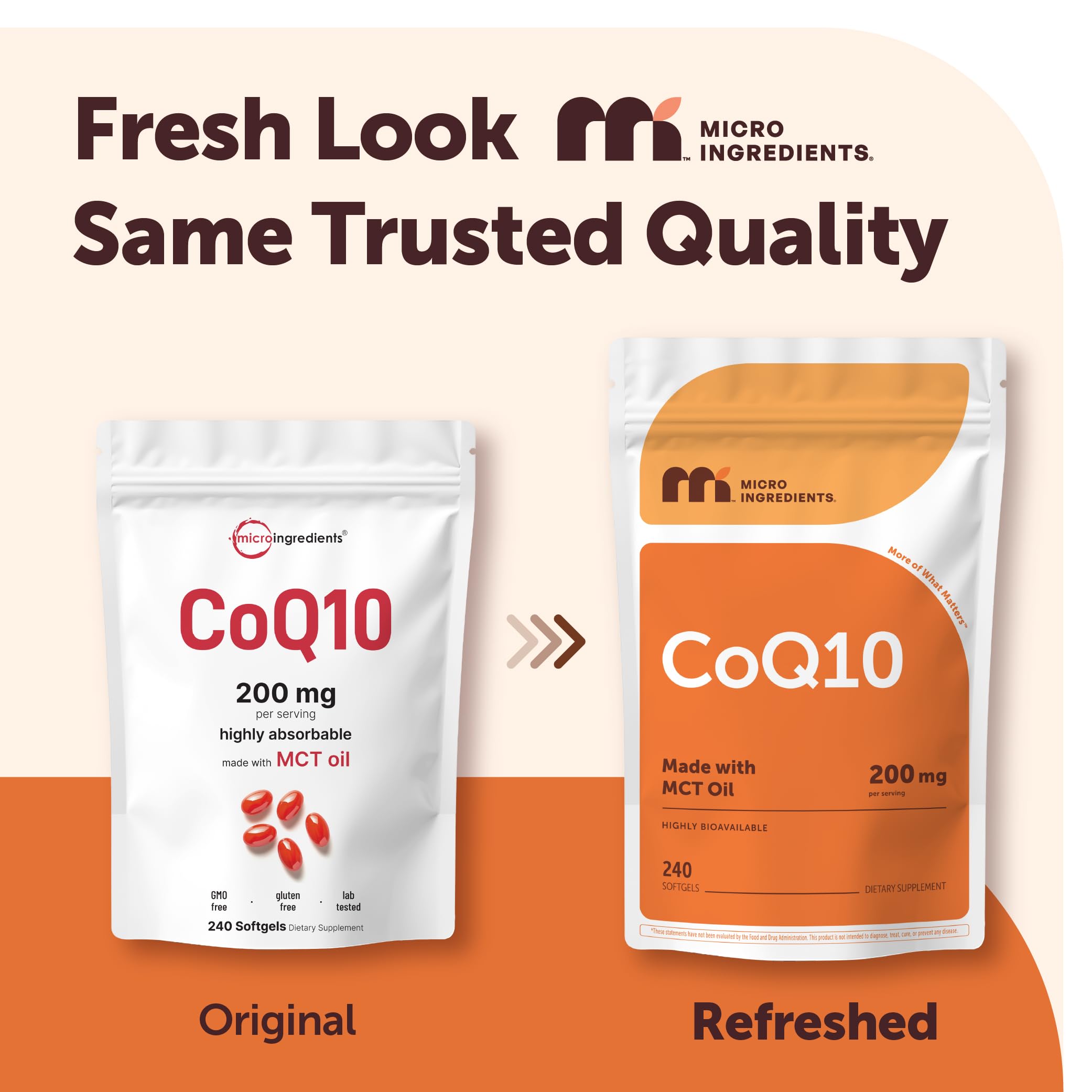 Cápsulas blandas de Micro Ingredients CoQ10 sostenidas en la mano, fácil de tomar.