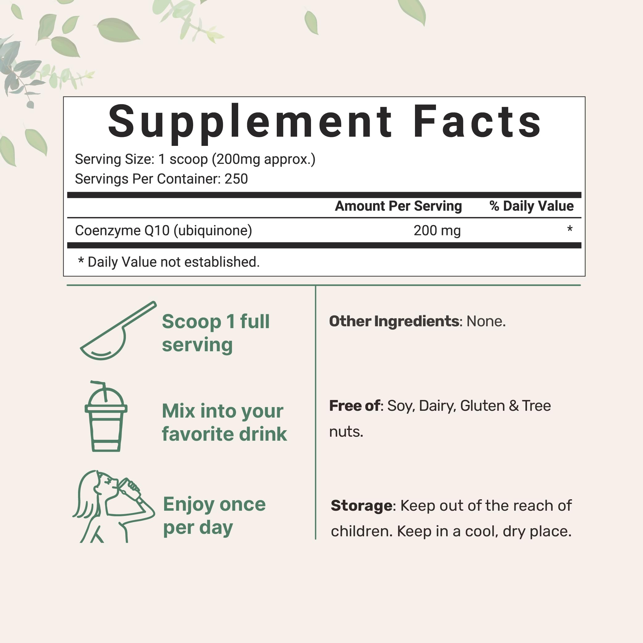 Envase de 50 g de Micro Ingredients CoQ10 para fácil almacenamiento