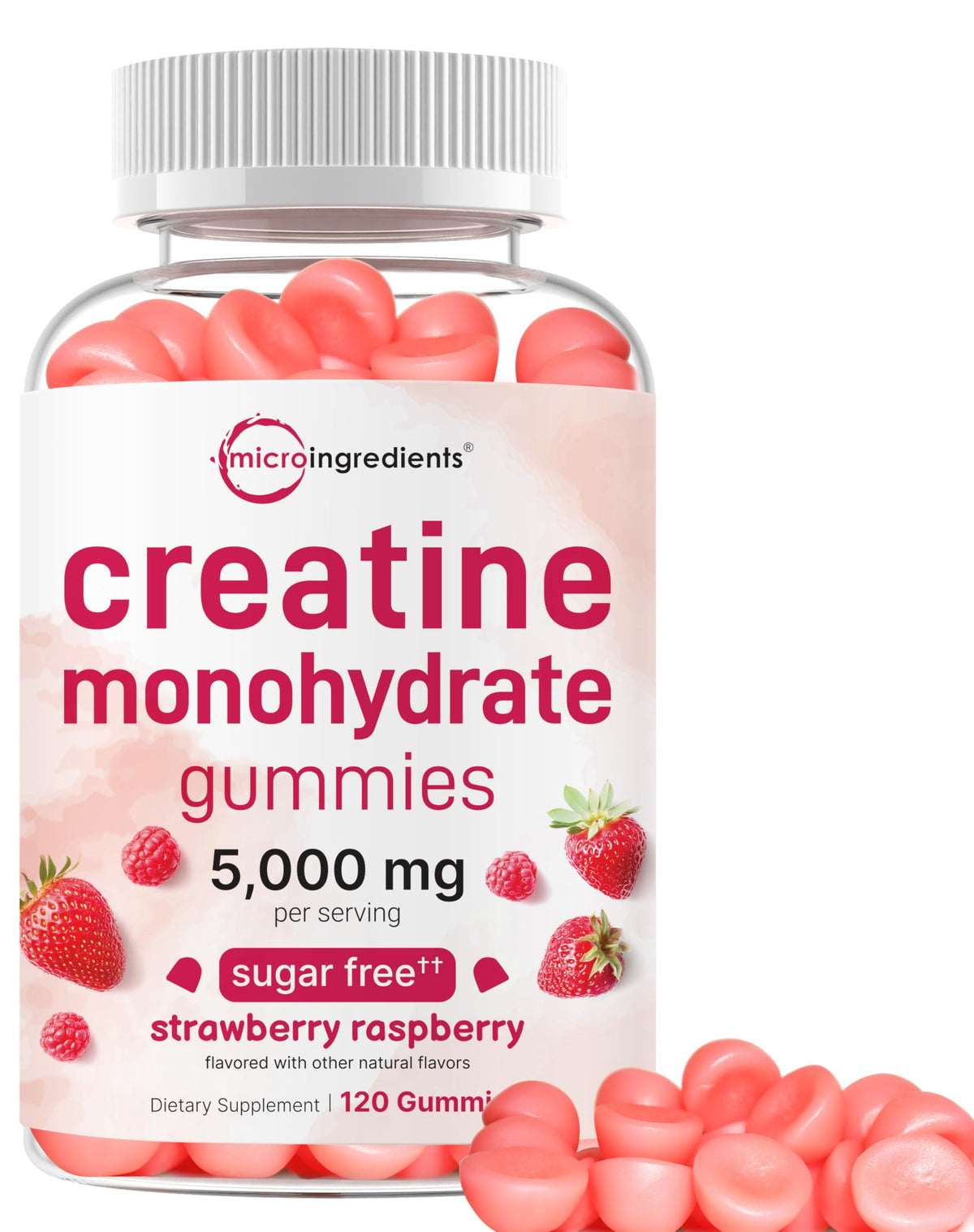 Micro Ingredients Creatina Monohidratada Gomitas, botella lista para entrenamientos