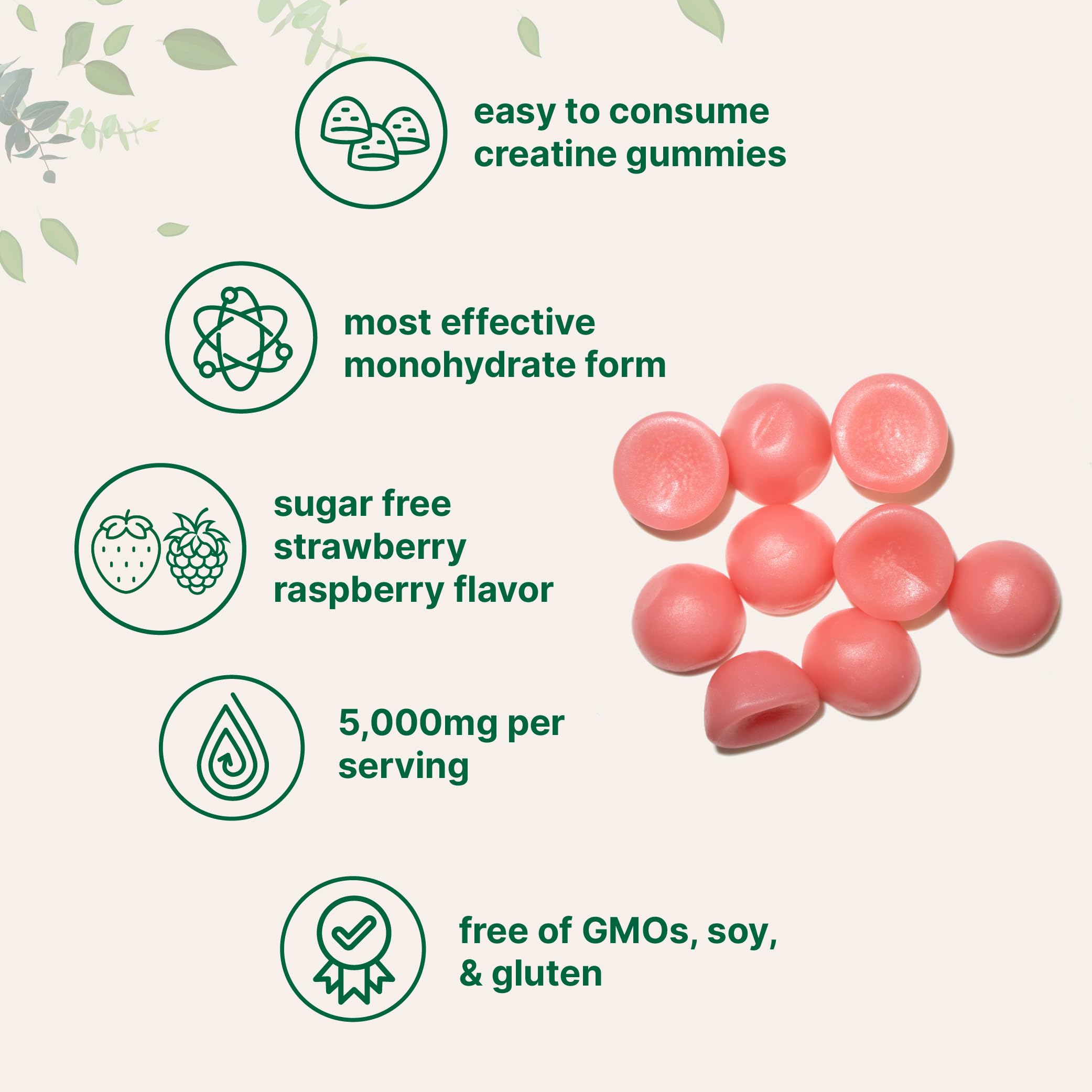 Micro Ingredients Creatina Monohidratada Gomitas, dosis diaria de 5,000 mg para rendimiento sostenido