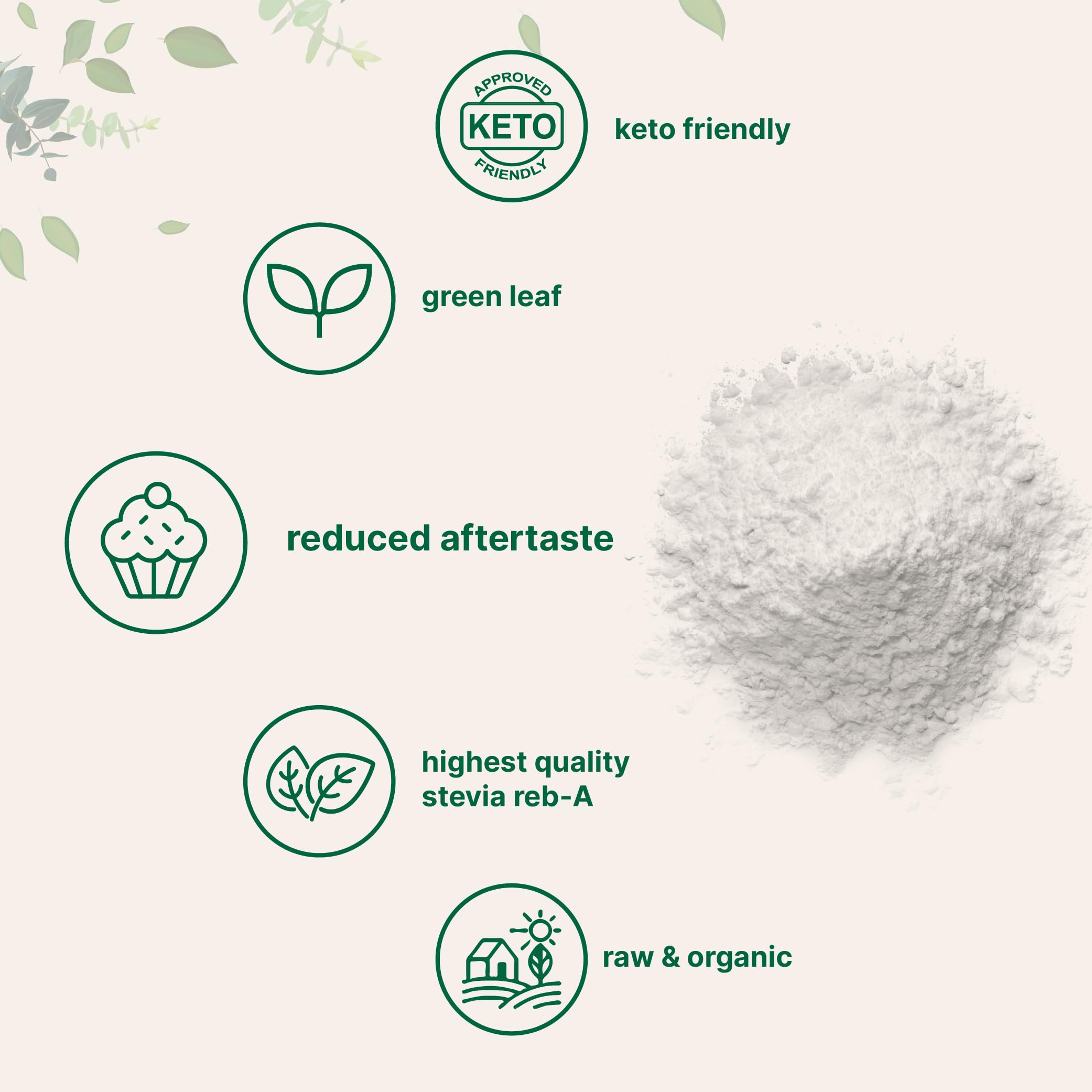 Micro Ingredients Cuchara medidora incluida para medir estevia con precisión.