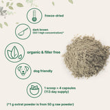 Etiqueta detallada de polvo de cola de pavo orgánico Micro Ingredients.