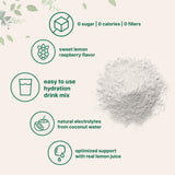 Mezcla con agua de coco y limón real para una hidratación natural y revitalizante.