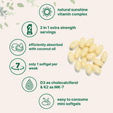 Micro Ingredients etiqueta clara de D3 + K2 con fecha de caducidad para control familiar.