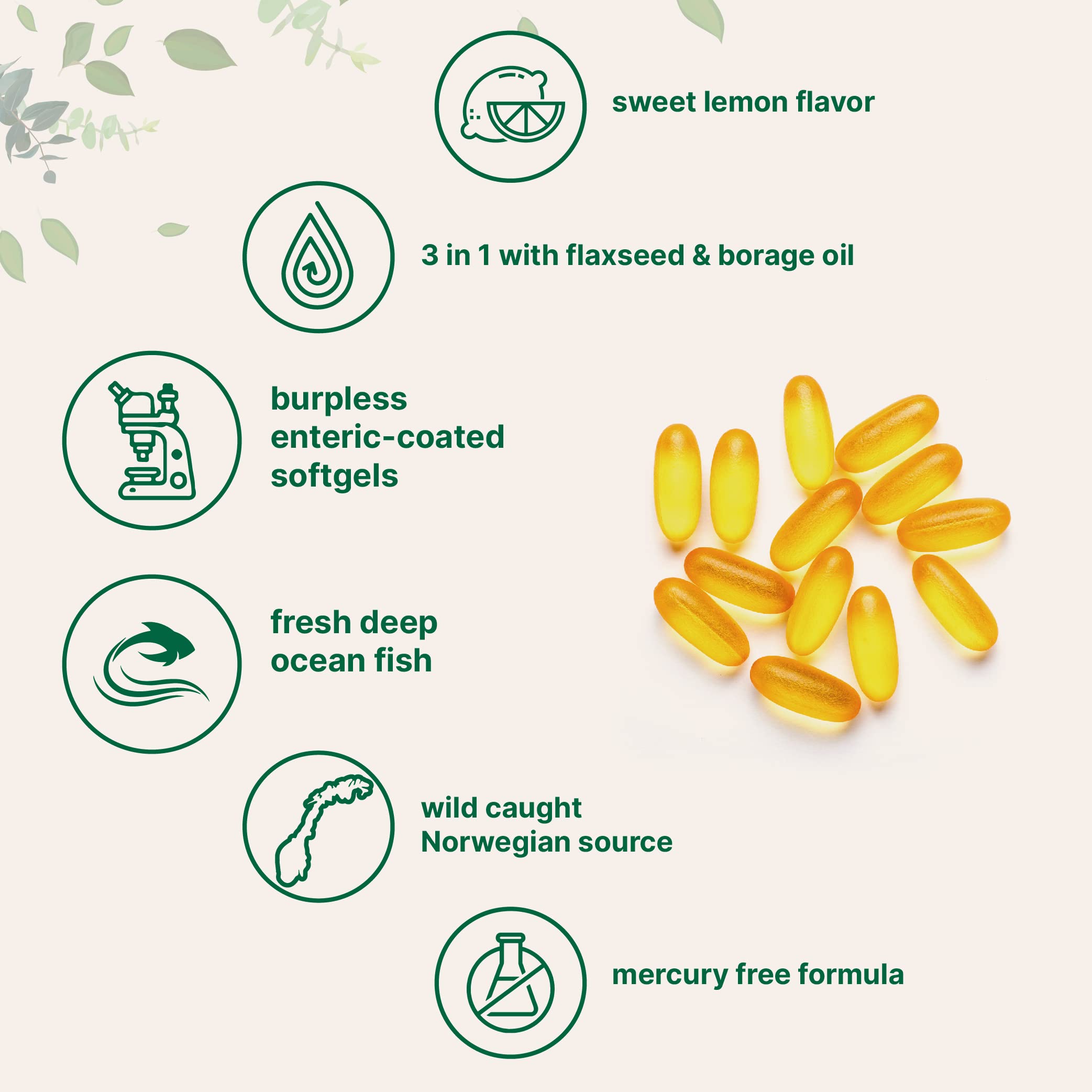 Envase de Micro Ingredients con 300 cápsulas de omega.