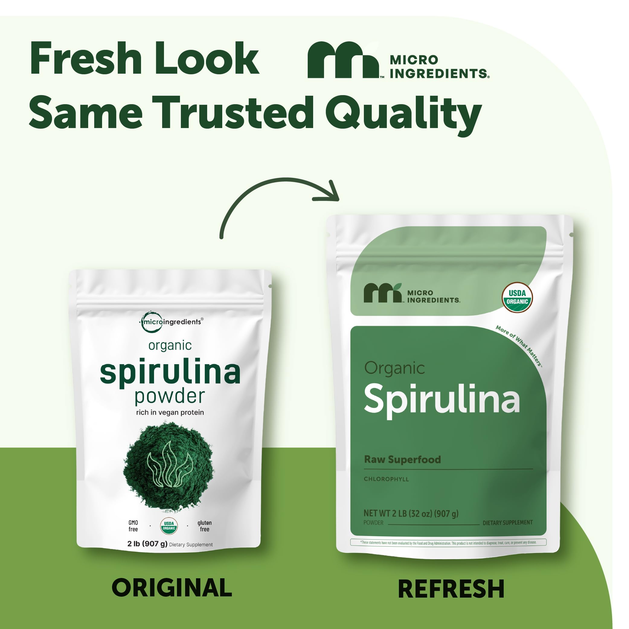 Micro Ingredients espirulina polvo verde 2lb: fuente de clorofila para bebidas.