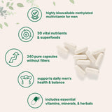 Micro Ingredients etiqueta muestra nutrientes esenciales para hombres y vitaminas activas para energía diaria