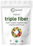 Micro Ingredients fibra triple orgánica en bote 2 libras para uso diario.