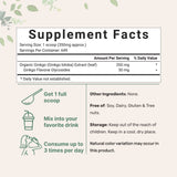 Micro Ingredients Ginkgo Biloba, cucharita medidora incluida, ideal para medir dosis precisas.
