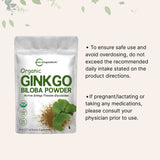 Micro Ingredients Ginkgo Biloba, polvo de textura fina, fácil de mezclar en bebidas.