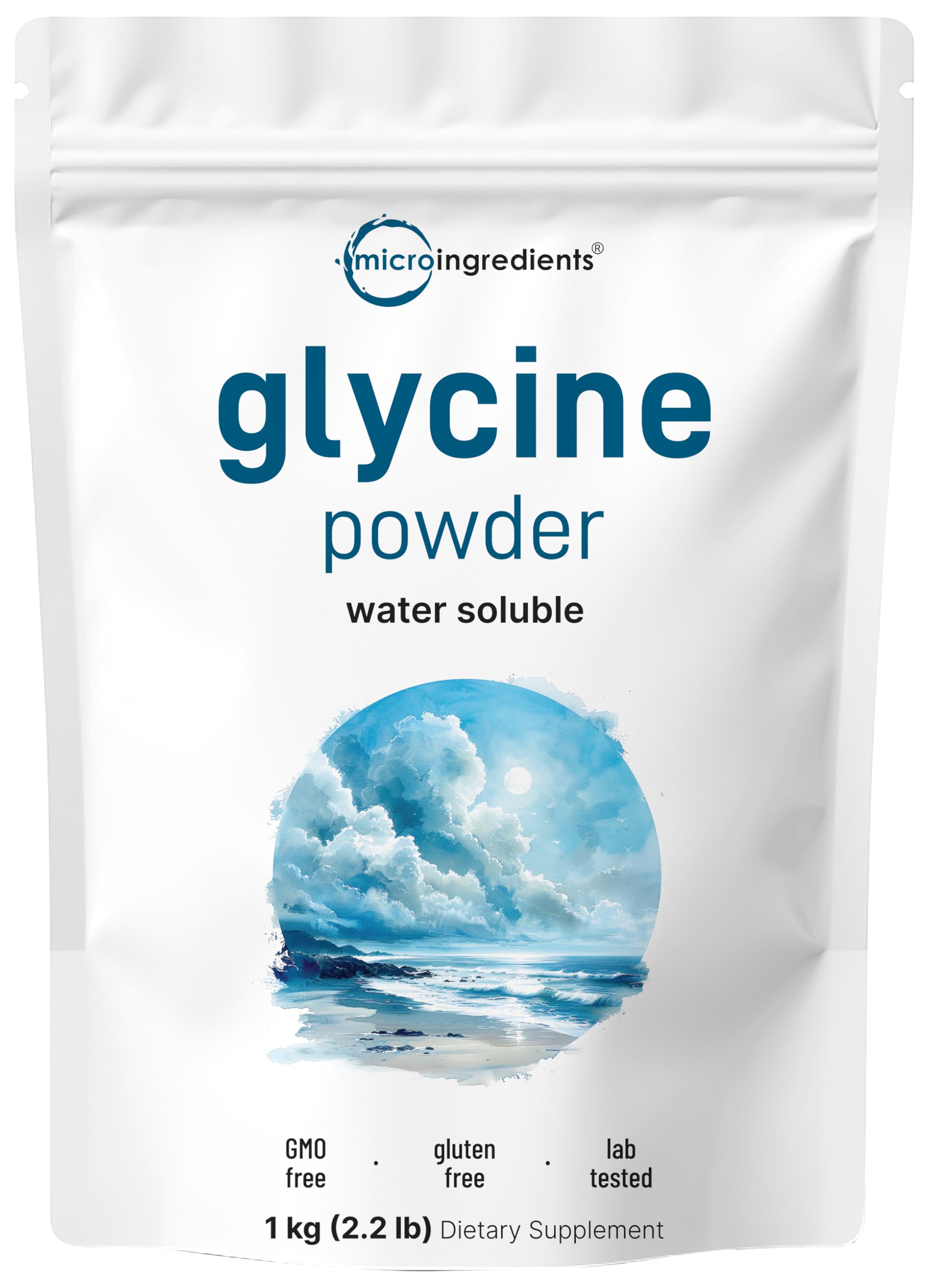 Glicina Micro Ingredients en polvo 1 kg, ideal para batidos.