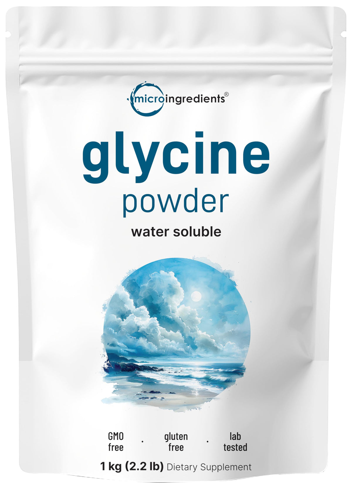 Glicina Micro Ingredients en polvo 1 kg, ideal para batidos.