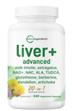 Botella de Liver Advanced+ de Micro Ingredients lista para uso diario.