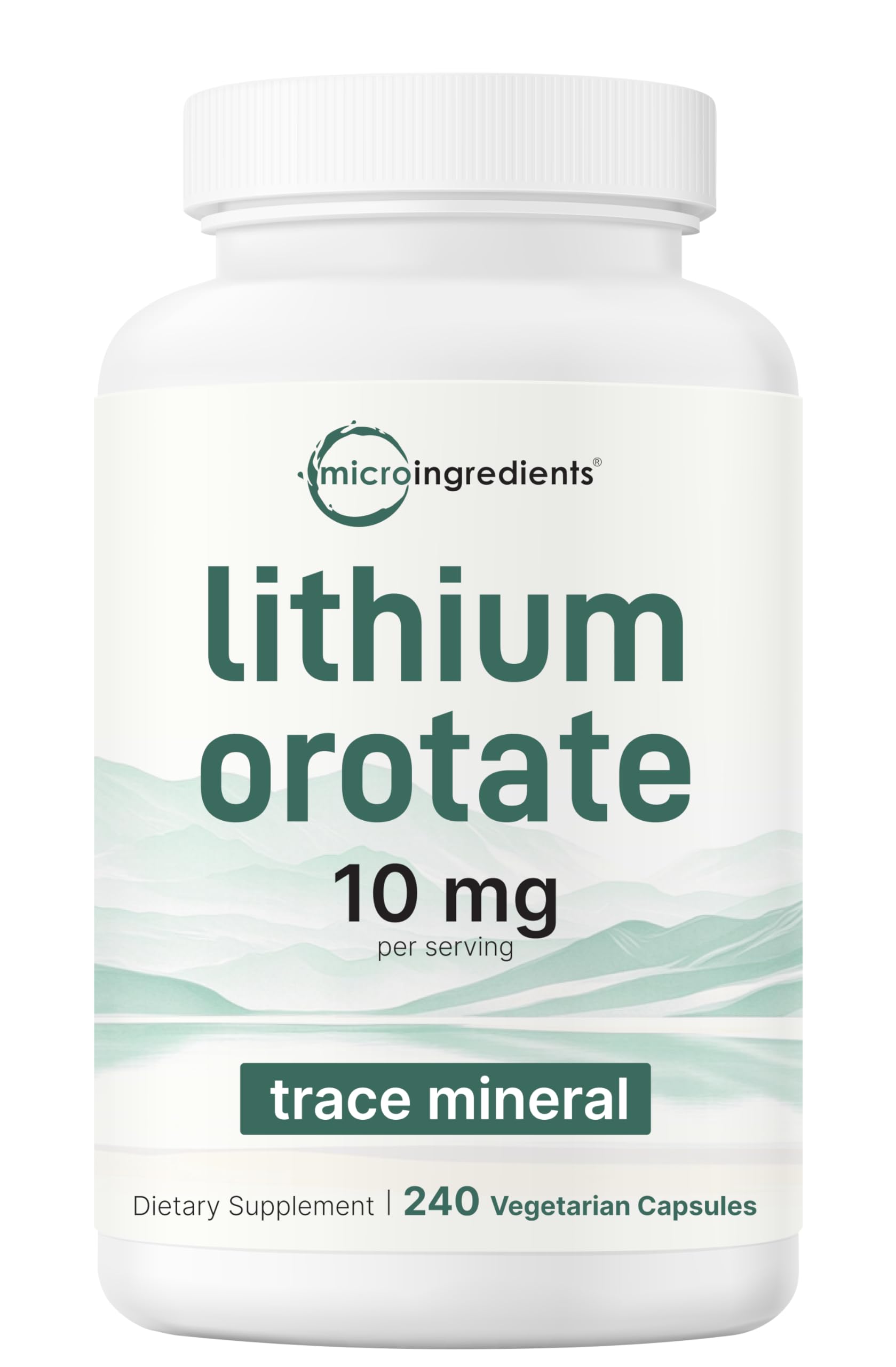 Micro Ingredients Litio Orotate 10 mg: cápsulas vegetales para equilibrio diario.