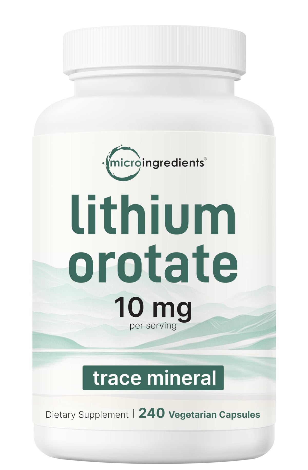 Micro Ingredients Litio Orotate 10 mg: cápsulas vegetales para equilibrio diario.