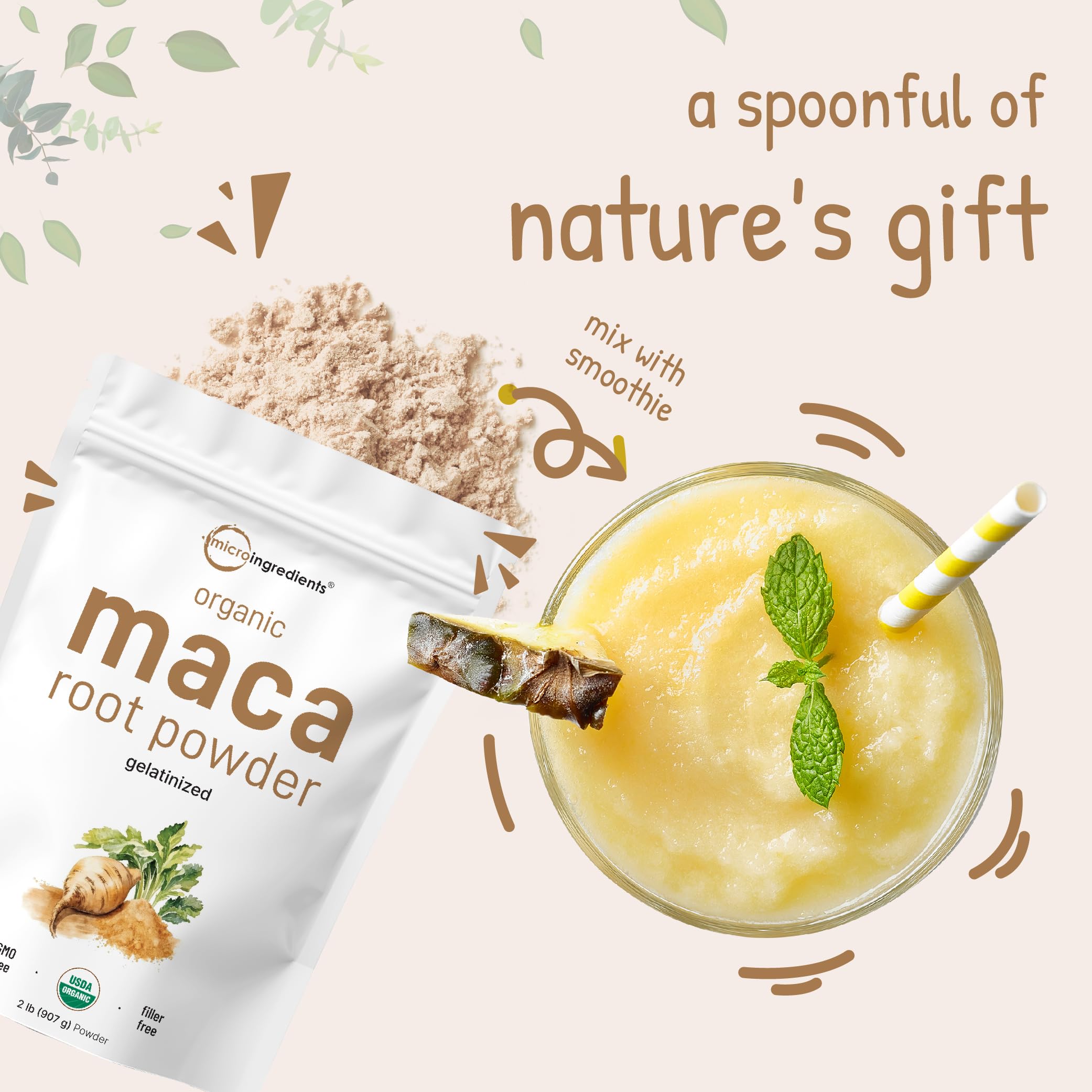 Micro Ingredients Maca Orgánica polvo de origen peruano para recetas.