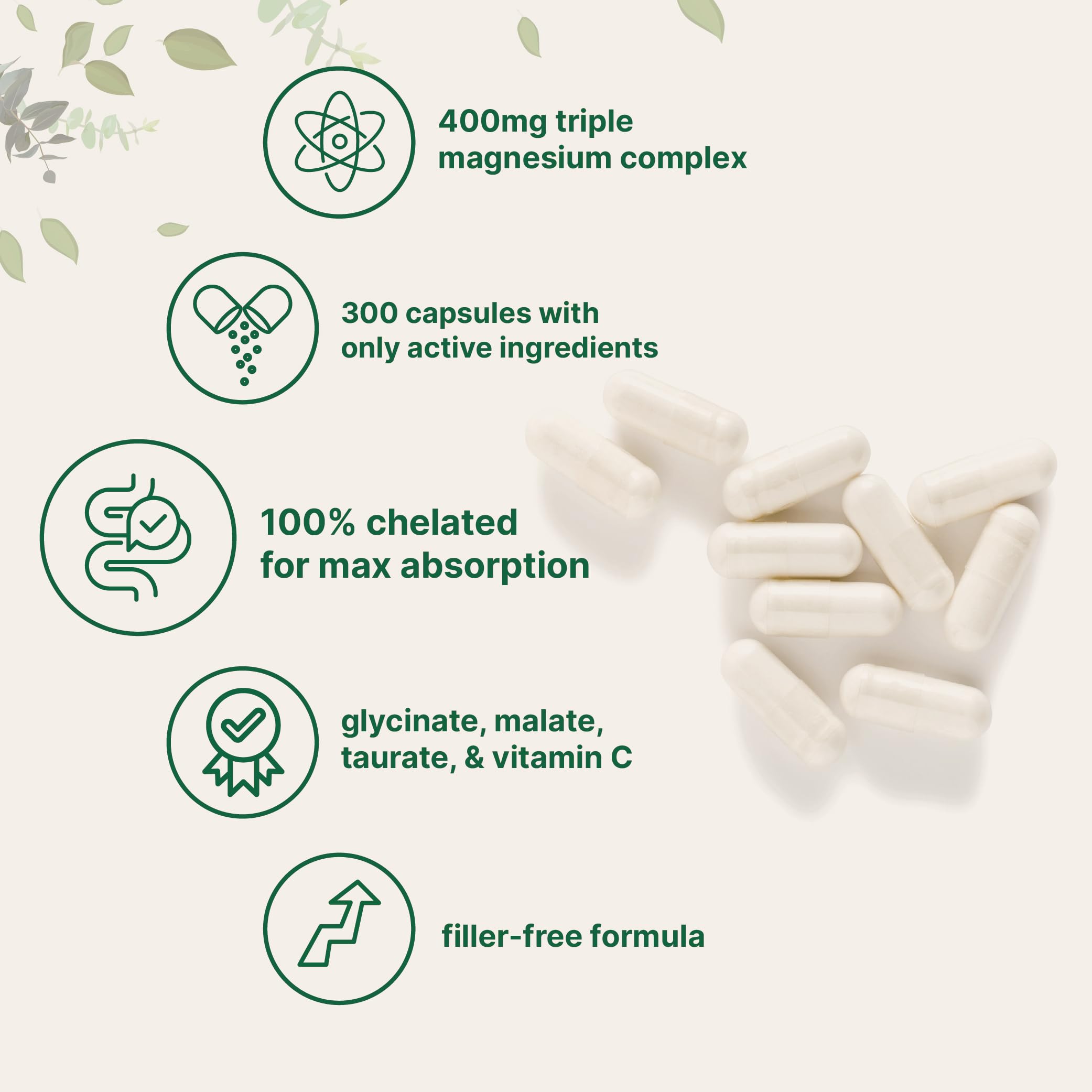 Micro Ingredients Magnesio malato en cápsulas para vitalidad y función nerviosa.