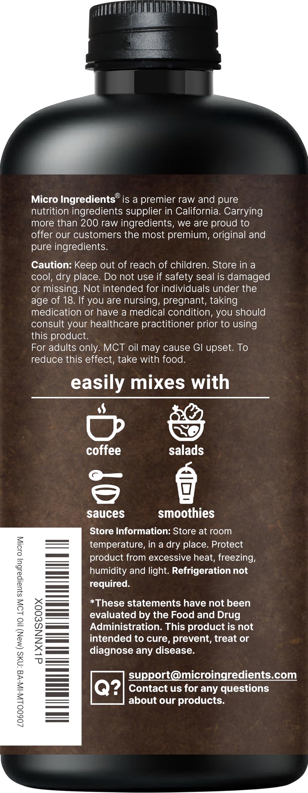Pruebas de laboratorio de terceros en Micro Ingredients MCT Oil Orgánico aseguran pureza